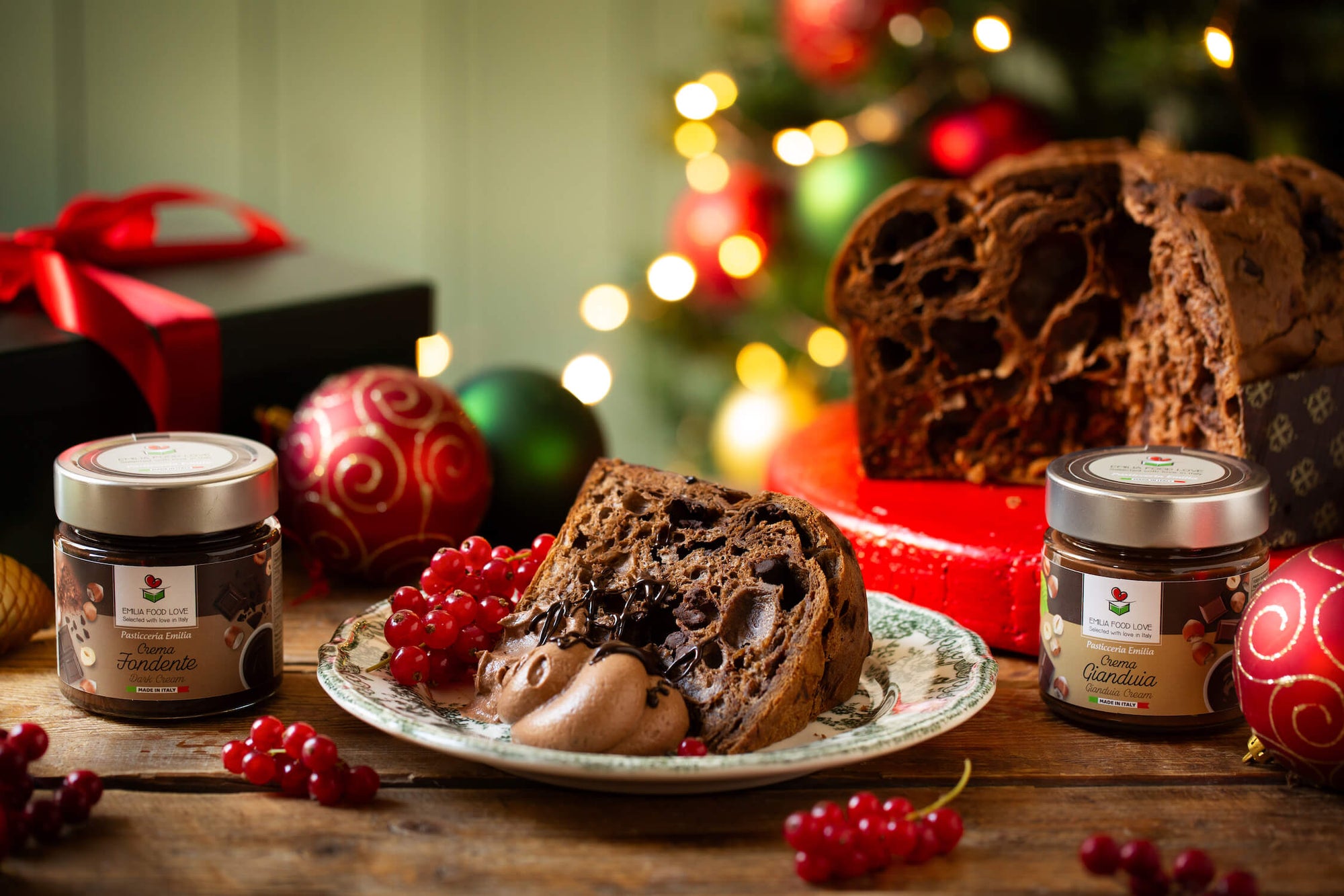 Triple Chocolate Panettone with gianduia chocolate spread